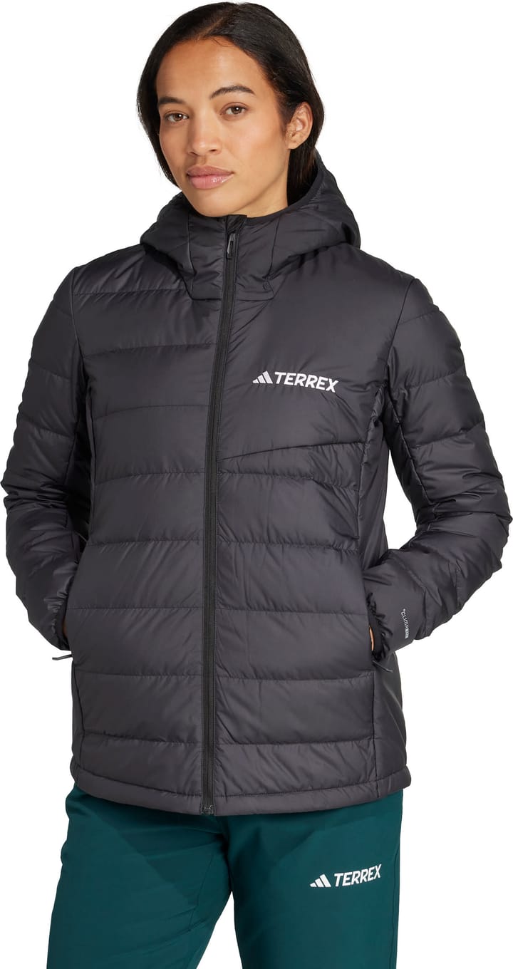 Adidas Women's Multi Light Down Hooded Jacket Black Adidas