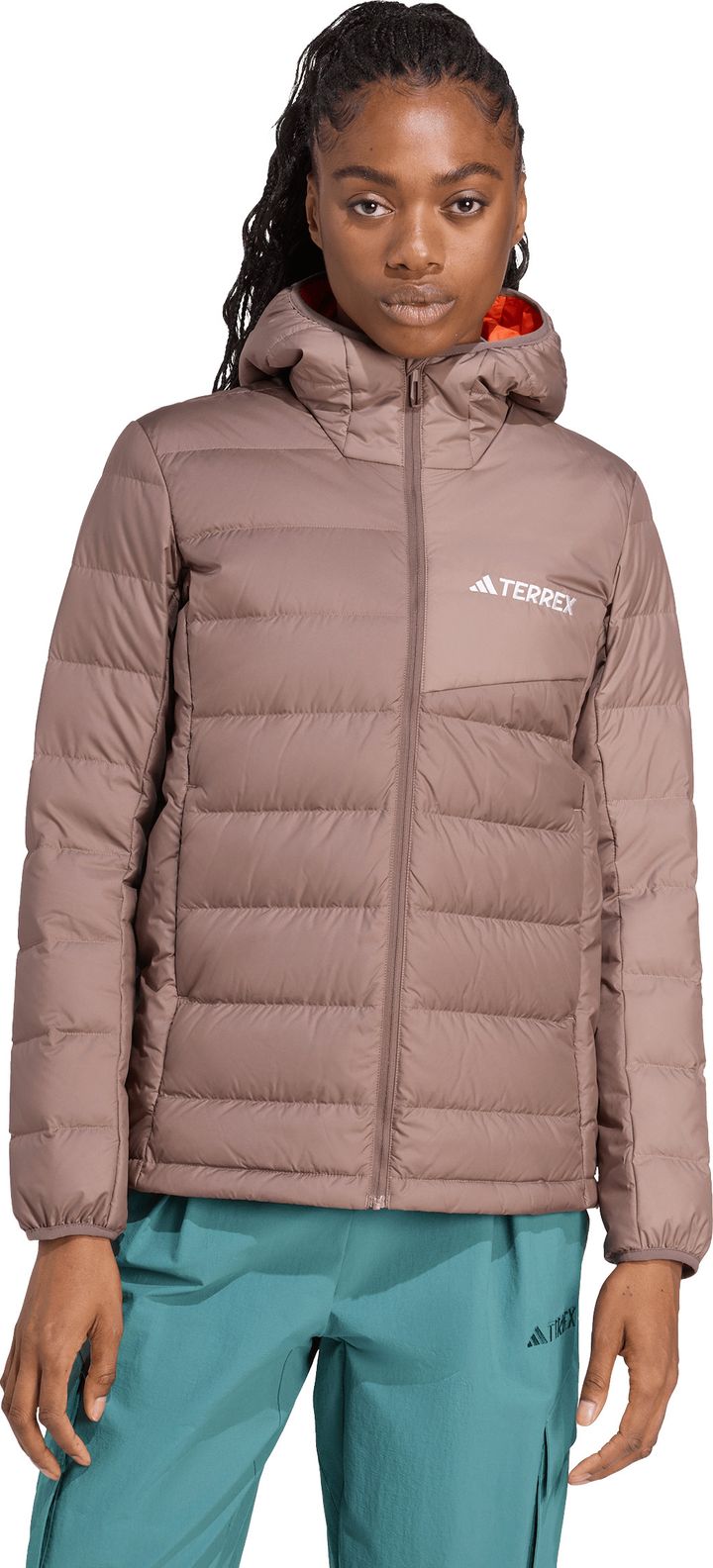 Adidas Women's Multi Light Down Hooded Jacket Earstr/trabrn Adidas