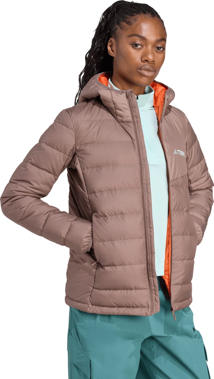 Adidas Women's Multi Light Down Hooded Jacket Earstr/trabrn Adidas