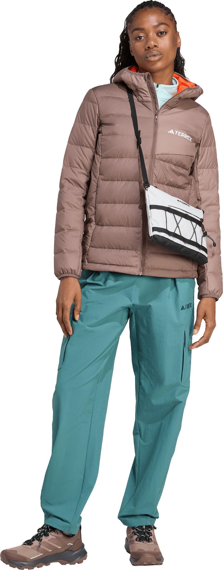Adidas Women's Multi Light Down Hooded Jacket Earstr/trabrn Adidas Adidas Women's Multi Light Down Hooded Jacket Earstr/trabrn Adidas