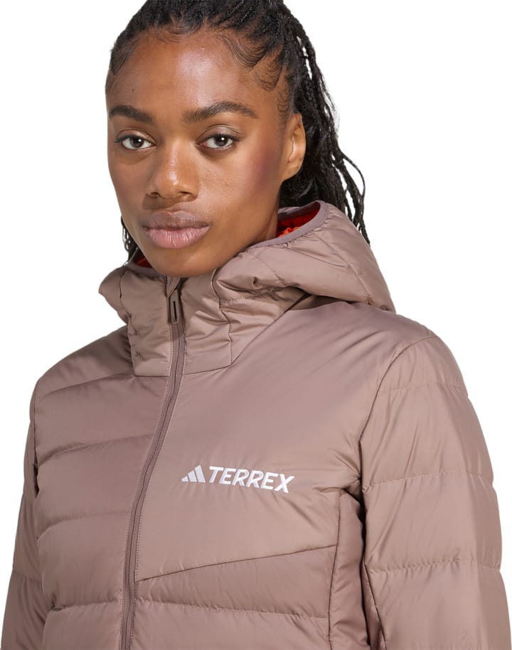 Adidas Women's Multi Light Down Hooded Jacket Earstr/trabrn Adidas