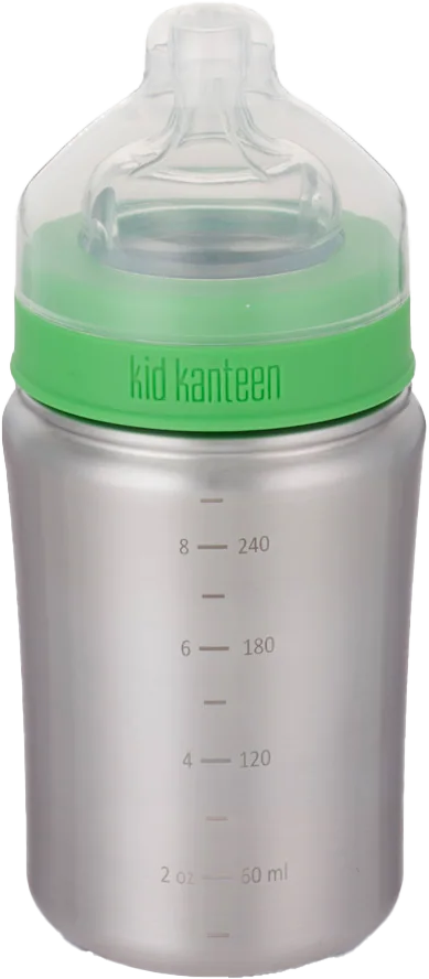 Klean Kanteen Baby Bottle 266 ml With Medium Flow Nipple Brushed Stainless  266 ml