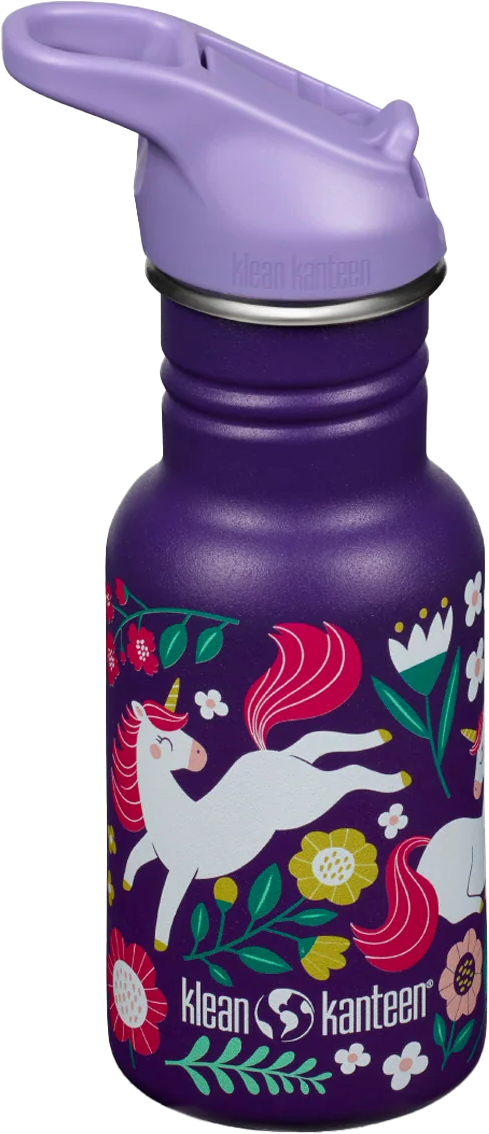 Klean Kanteen Kids' Classic Narrow 355ml (W/Flip Seal Sport) Leaping Unicorns