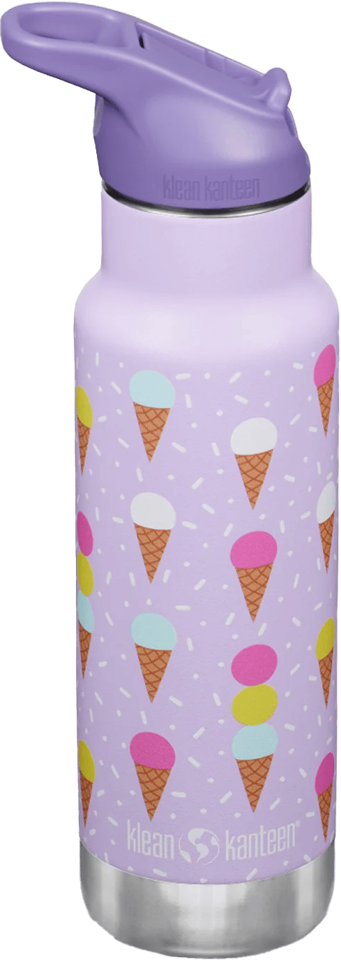 Klean Kanteen Kids' Classic Insulated Water Bottle with Flip Seal Sport Cap and Straw Ice Cream Purple Klean Kanteen