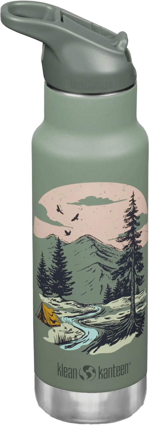 Klean Kanteen Kids' Classic Insulated Water Bottle with Flip Seal Sport Cap and Straw Mountain Scape