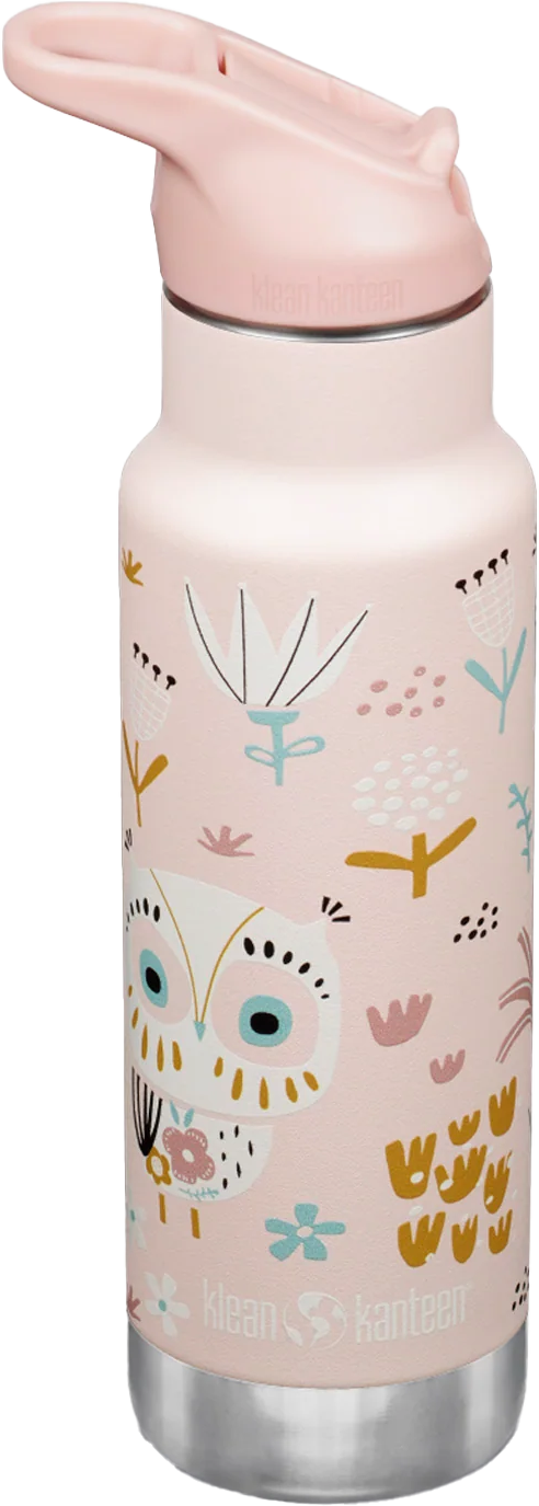 Klean Kanteen Kids' Classic Insulated Water Bottle with Flip Seal Sport Cap and Straw Owlet