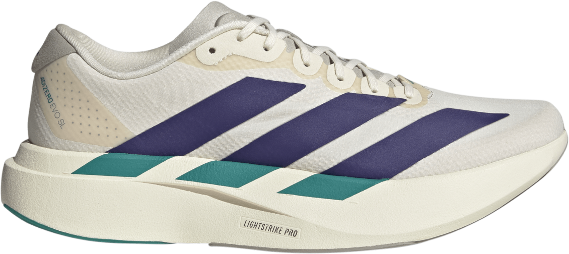 Adidas Men's Adizero Evo SL Wonder white/Collegiate purple/Equipment Green