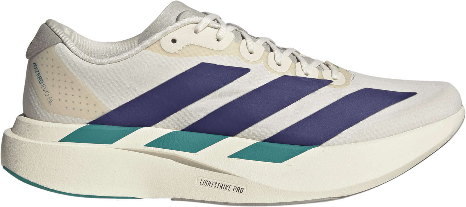 Adidas Men's Adizero Evo SL Wonder white/Collegiate purple/Equipment Green