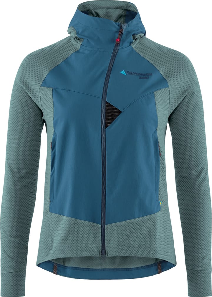 Women's Hugin Zip Hoodie Frost Green-Monkshood Blue Klättermusen