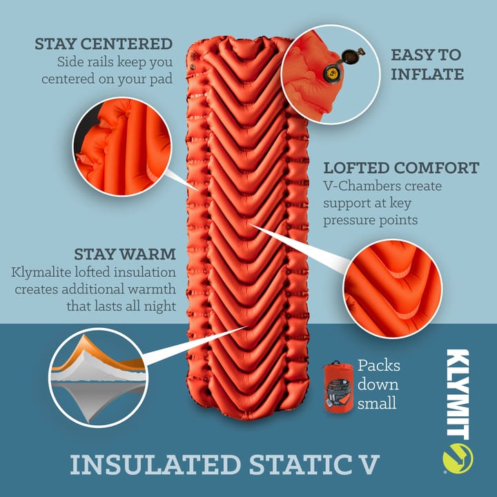 Klymit Insulated Static V Sleeping Pad Orange Klymit