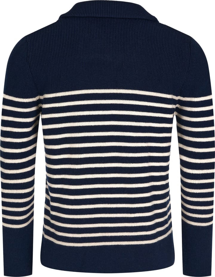 Knowledge Cotton Apparel Men's 1/2 Neck Zip Merino Wool Rib Knit Blue Stripe Knowledge Cotton Apparel Knowledge Cotton Apparel Men's 1/2 Neck Zip Merino Wool Rib Knit Blue Stripe Knowledge Cotton Apparel