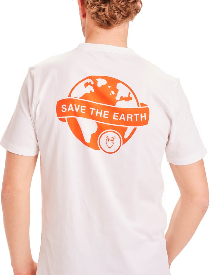 Knowledge Cotton Apparel Men's Alder SaveTheEarth Tee Bright White Knowledge Cotton Apparel