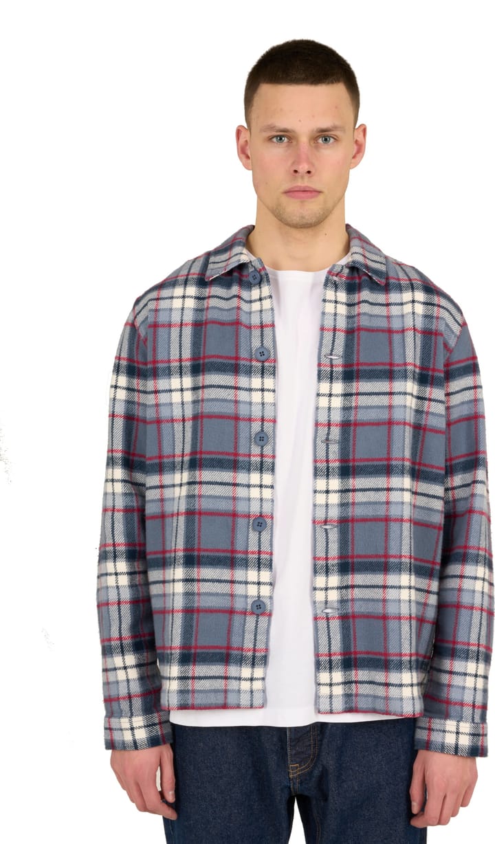 Men's Big Checked Heavy Flannel Overshirt Forrest Night Knowledge Cotton Apparel