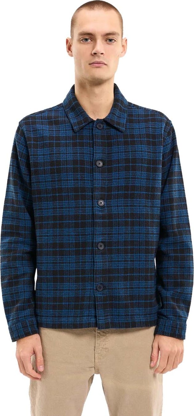 Men's Classic Checked Cotton Buttoned Overshirt Black Jet Knowledge Cotton Apparel