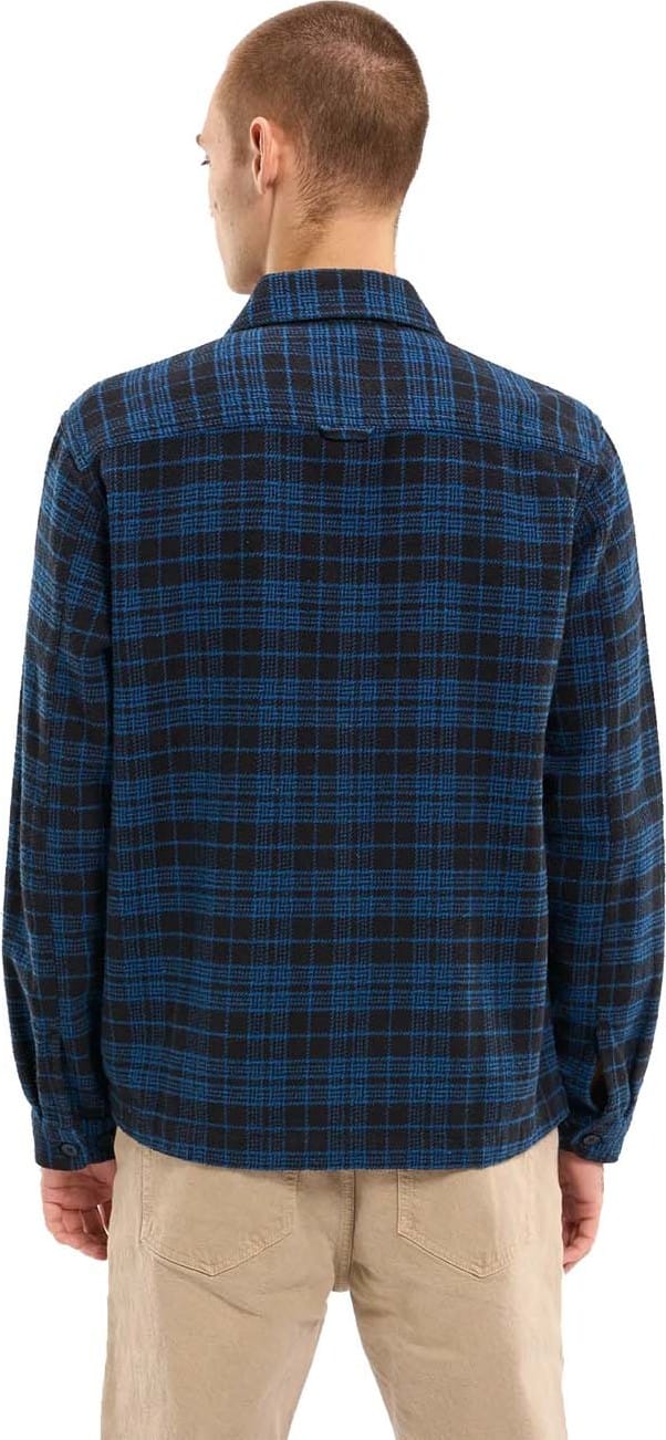 Men's Classic Checked Cotton Buttoned Overshirt Black Jet Knowledge Cotton Apparel