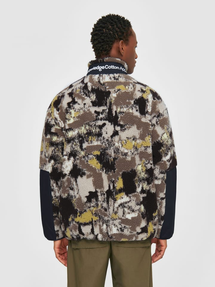 Knowledge Cotton Apparel Men's Oversized Jaquard Sherpa Jacket Brown Aop Knowledge Cotton Apparel