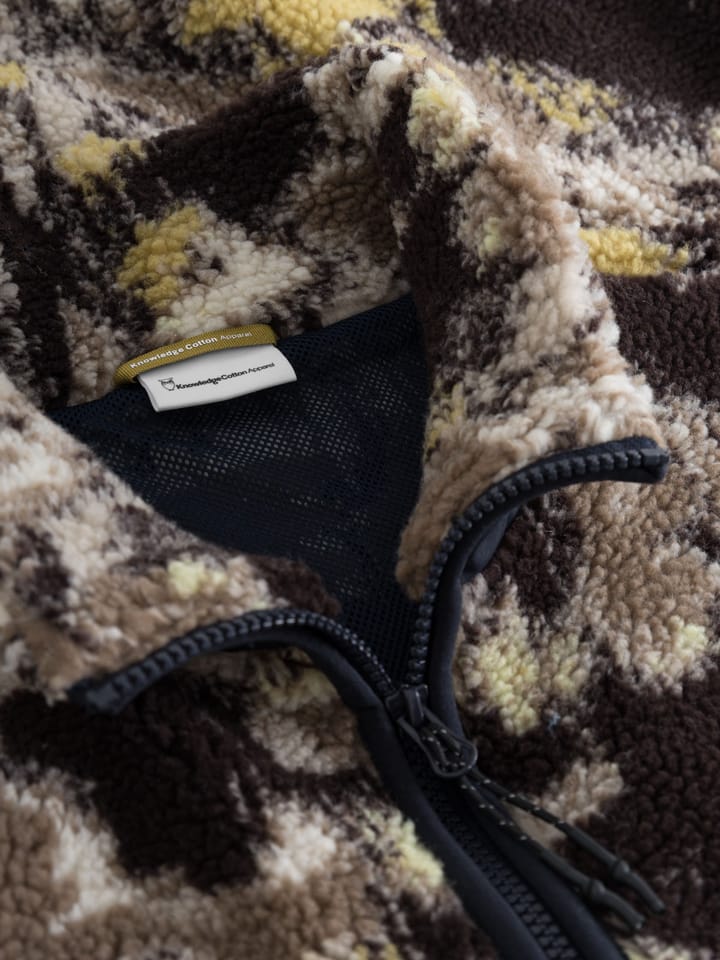 Knowledge Cotton Apparel Men's Oversized Jaquard Sherpa Jacket Brown Aop Knowledge Cotton Apparel