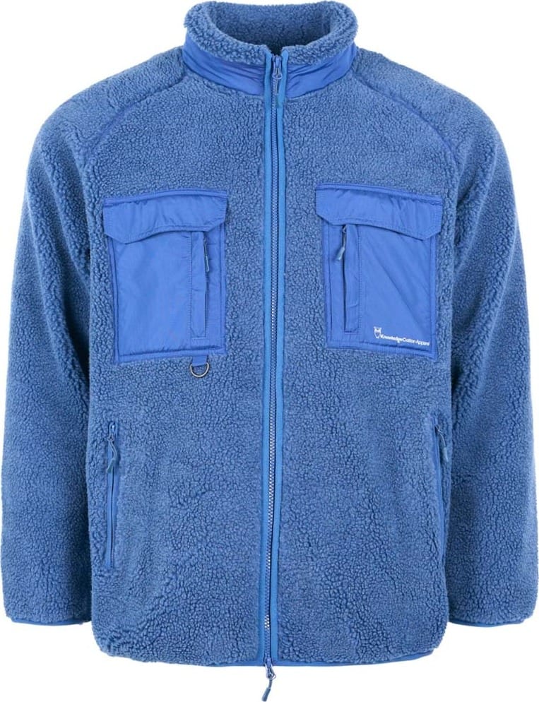 Knowledge Cotton Apparel Men's Oversized Raglan Teddy Polyester Zip Sweat Limoges