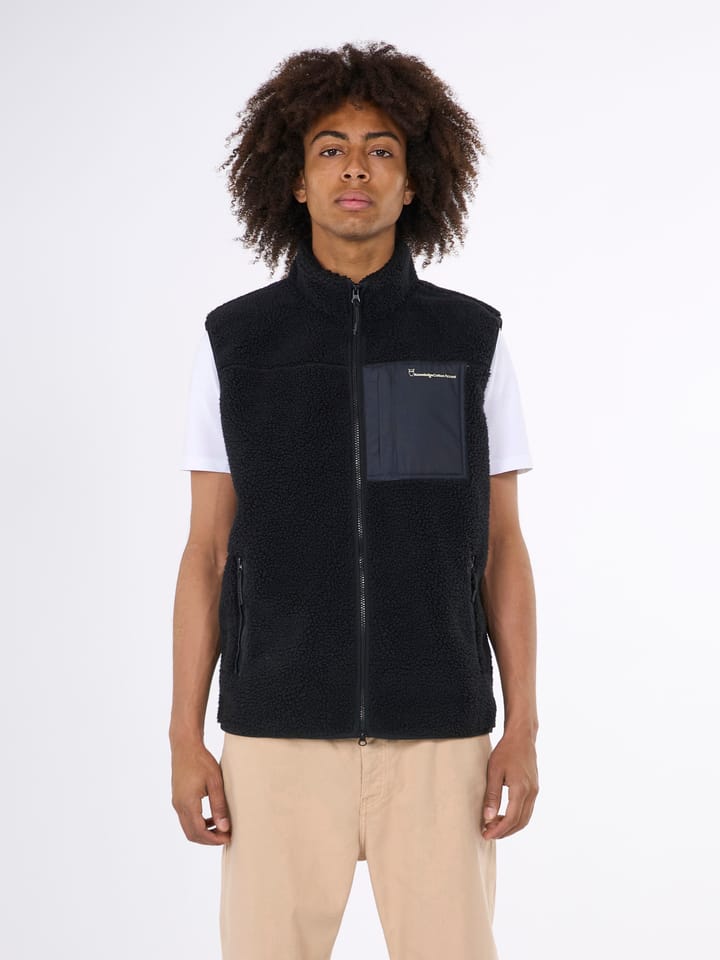 Knowledge Cotton Apparel Men's Teddy Fleece Vest  Black Jet Knowledge Cotton Apparel