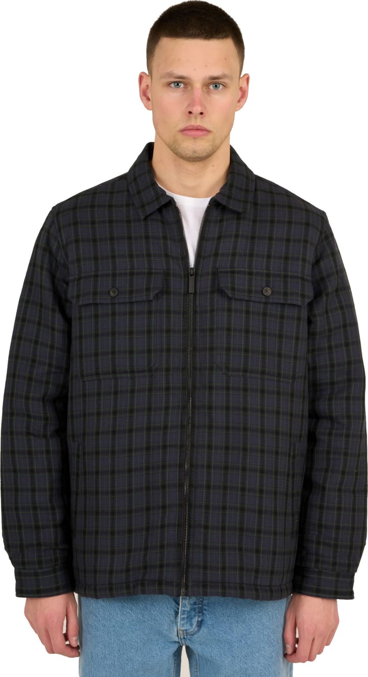 Men's Teddy Lining Checked Overshirt Trekking Green Knowledge Cotton Apparel