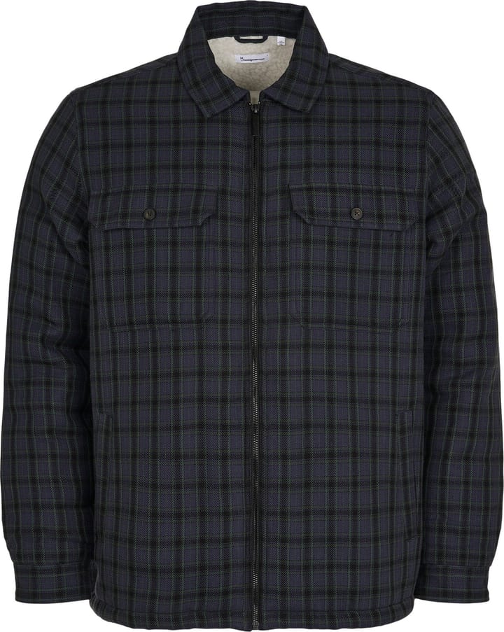 Men's Teddy Lining Checked Overshirt Trekking Green Knowledge Cotton Apparel