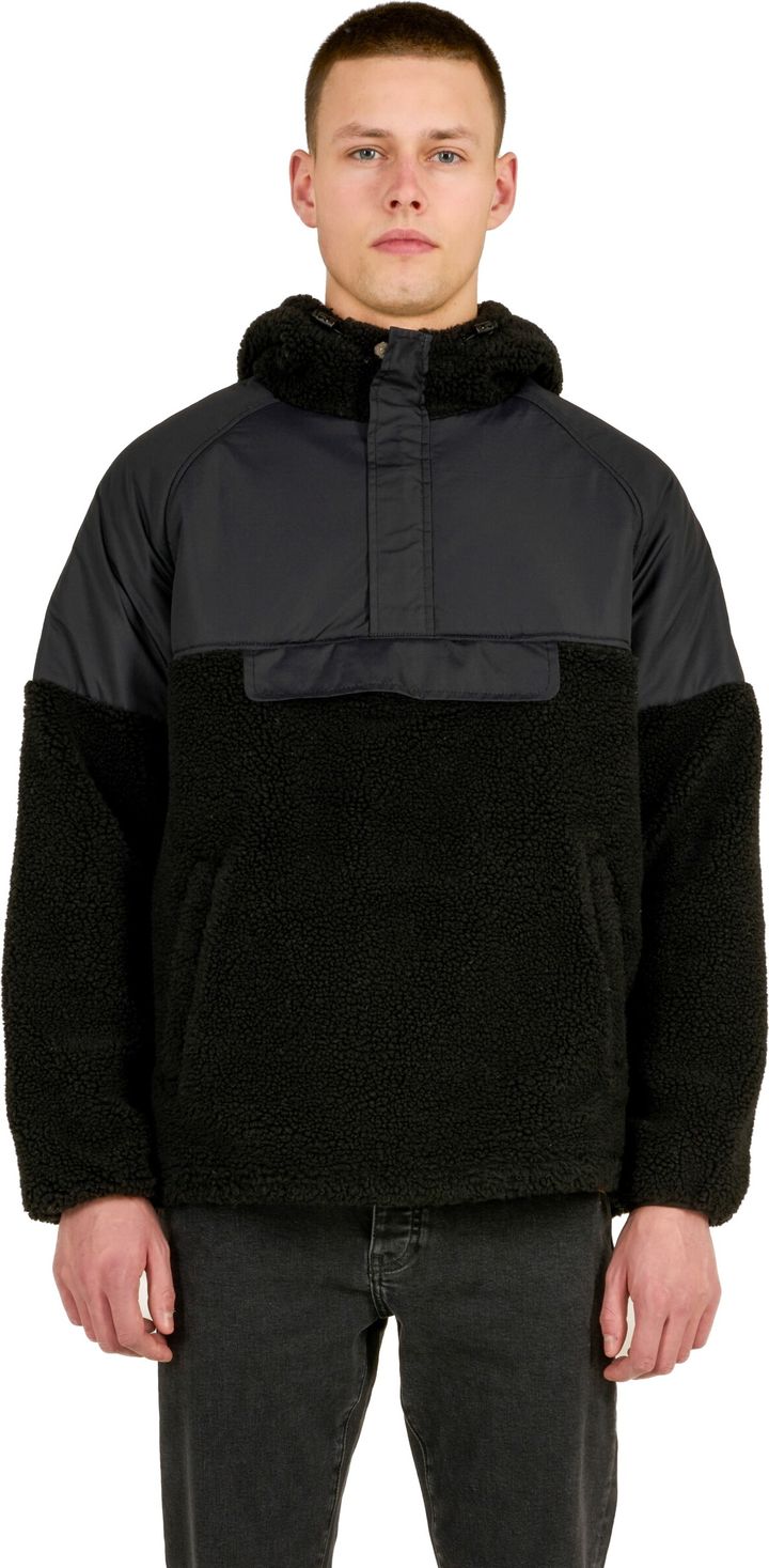 Knowledge Cotton Apparel Men's Teddy Oversized Anorak Black Jet Knowledge Cotton Apparel