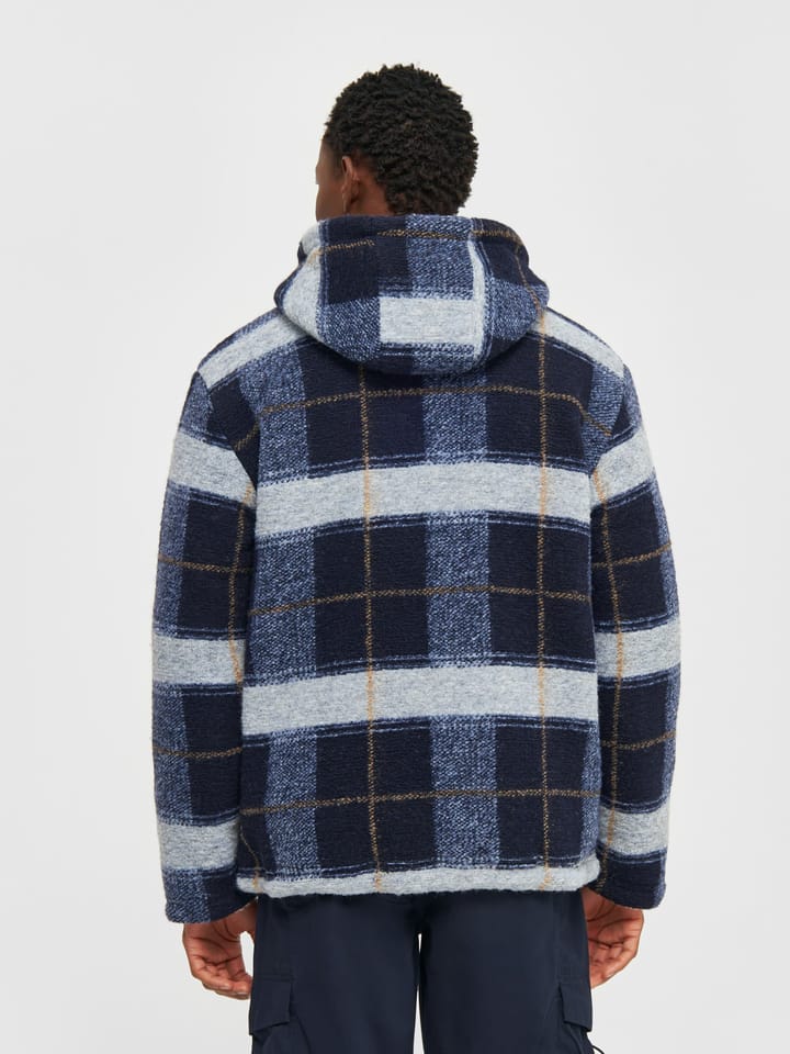 Knowledge Cotton Apparel Men's Teddy Reversable Zip Hood Jacket  Blue Check Knowledge Cotton Apparel