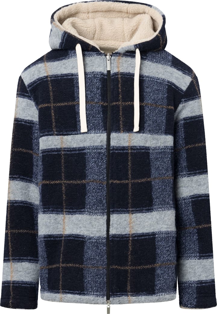 Knowledge Cotton Apparel Men's Teddy Reversable Zip Hood Jacket Blue Check Knowledge Cotton Apparel