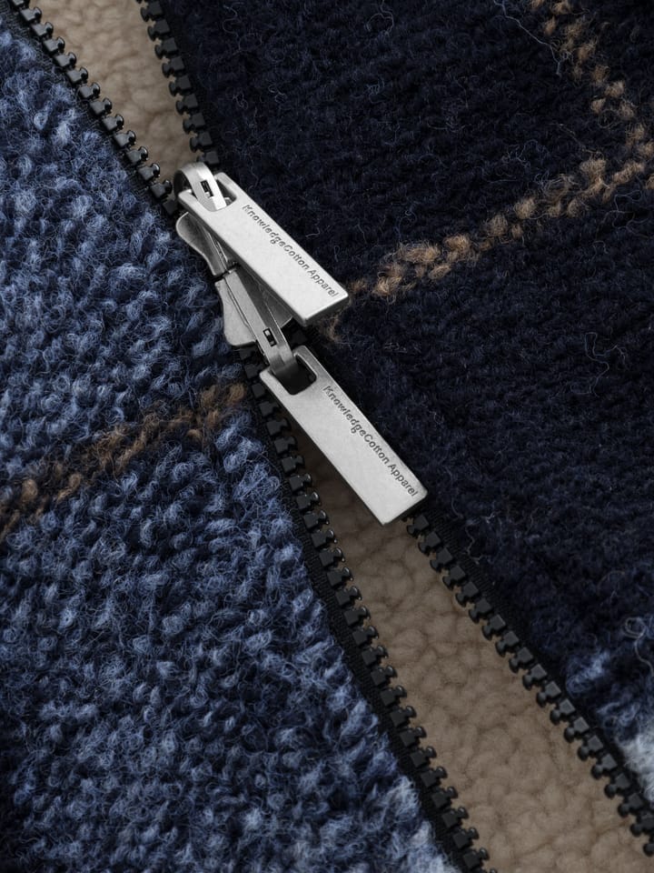 Knowledge Cotton Apparel Men's Teddy Reversable Zip Hood Jacket  Blue Check Knowledge Cotton Apparel