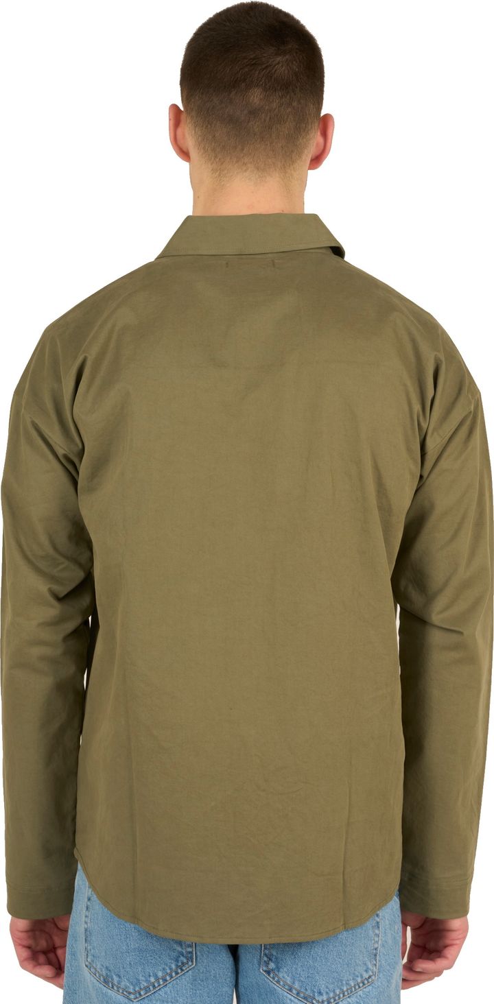 Men's Outdoor Twill Overshirt With Contrast Fabric Burned Olive Knowledge Cotton Apparel