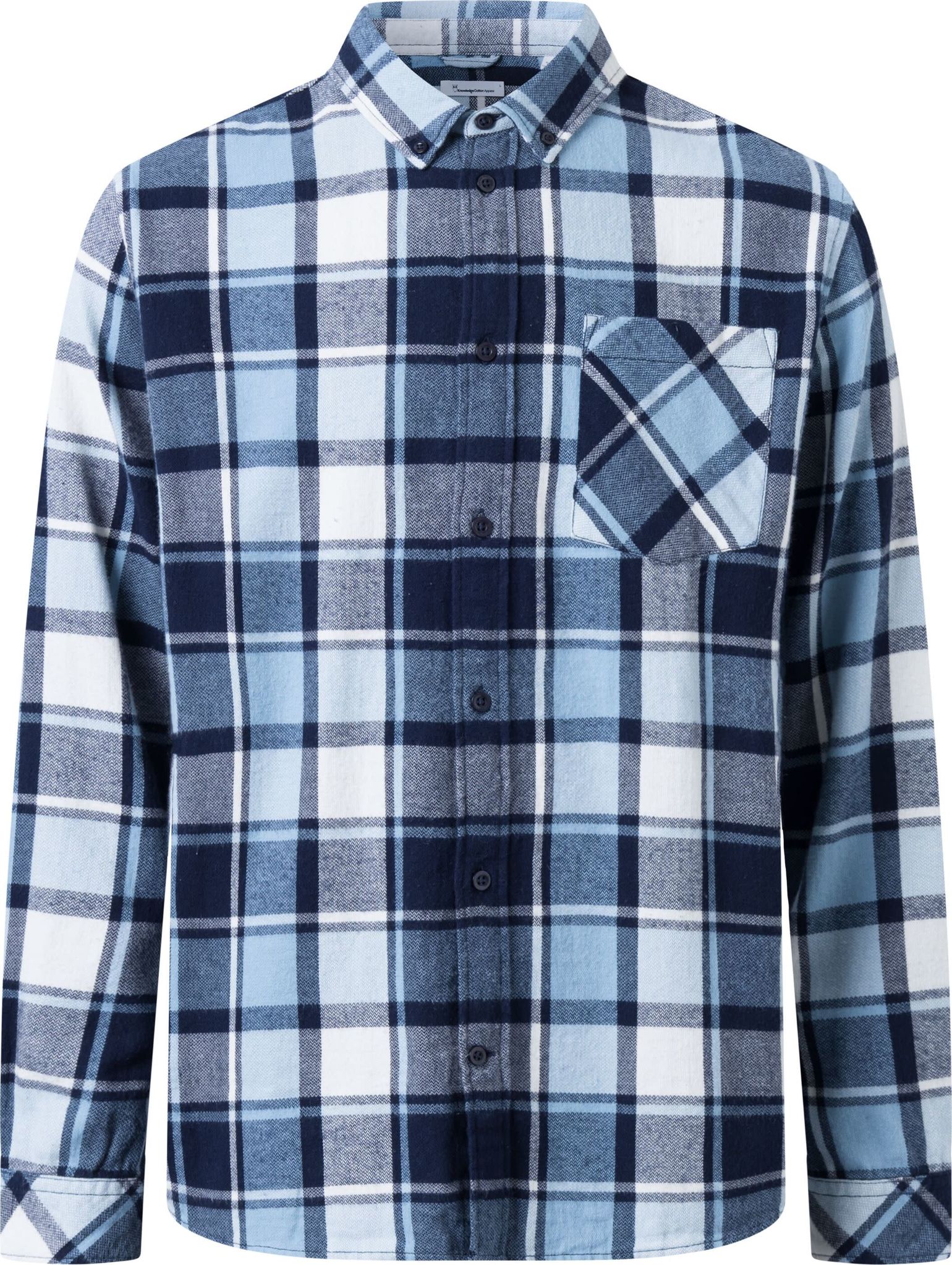 Knowledge Cotton Apparel Men's Regular Fit Checkered Shirt Blue Check
