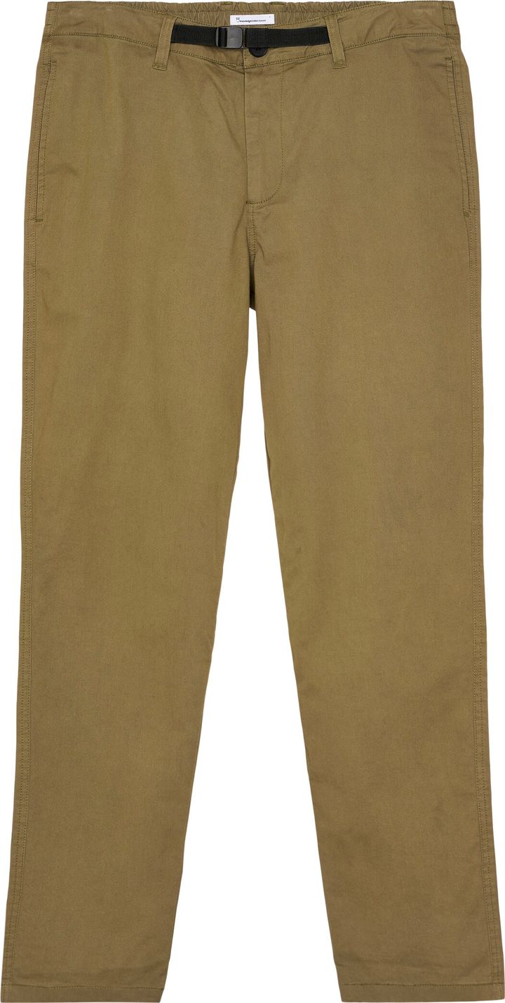 Men's Regular Twill Pant Belt Details Burned Olive Knowledge Cotton Apparel