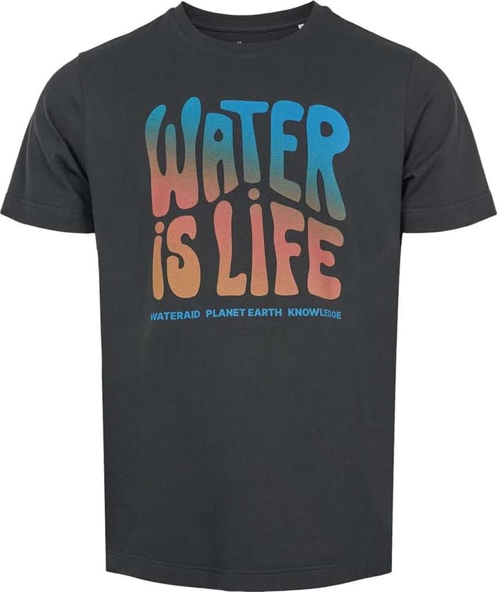 Men's Wateraid Water Is Life Regular T-Shirt Big Front Print Black Jet Knowledge Cotton Apparel