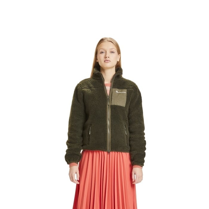 Knowledge Cotton Apparel Women's Betony Teddy High Neck Zip Jacket Forrest Night Knowledge Cotton Apparel Knowledge Cotton Apparel Women's Betony Teddy High Neck Zip Jacket Forrest Night Knowledge Cotton Apparel