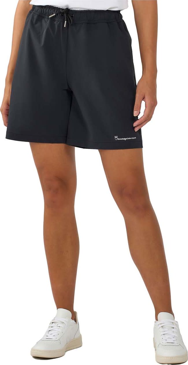 Knowledge Cotton Apparel Women's Stretch Ribstop Elastic Waist Shorts Black Jet Knowledge Cotton Apparel