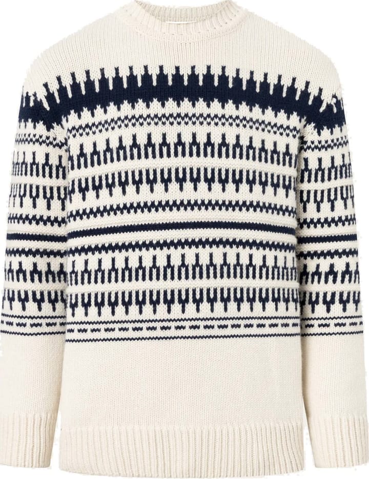 Men's Knitted Pattern Crew Neck  Beige Stripe Knowledge Cotton Apparel