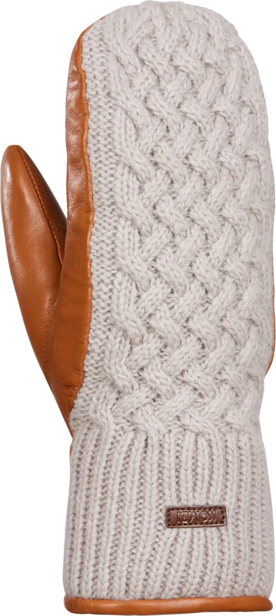 Women's Ariana Leather and Knit Mittens Moonstone Kombi