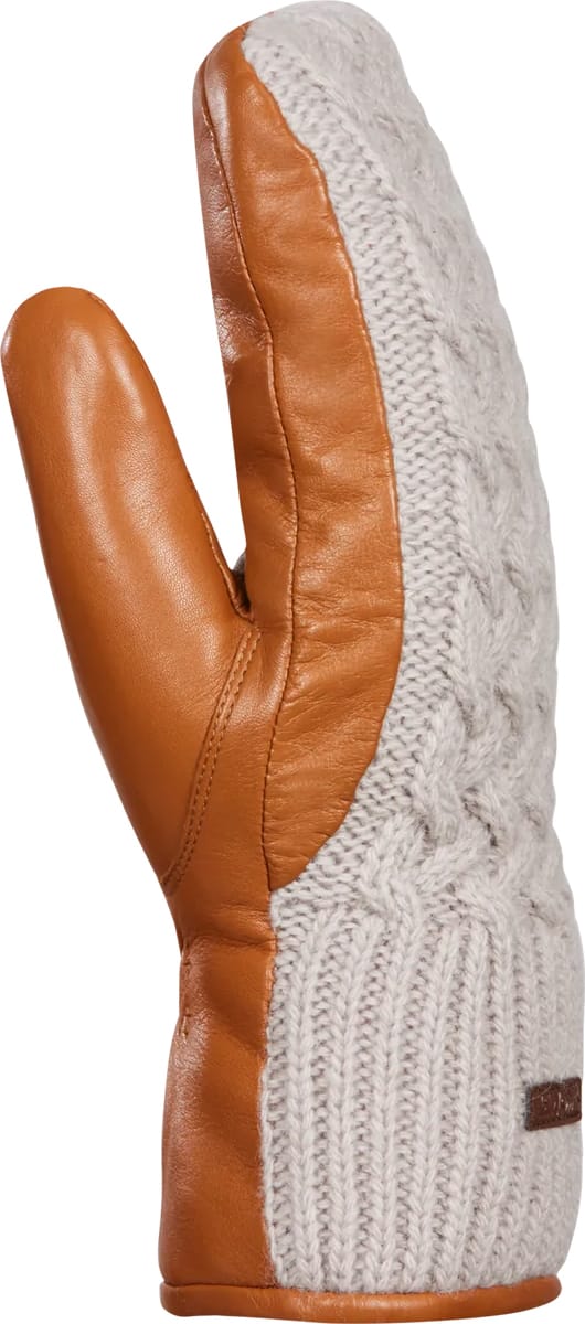 Women's Ariana Leather and Knit Mittens Moonstone Kombi