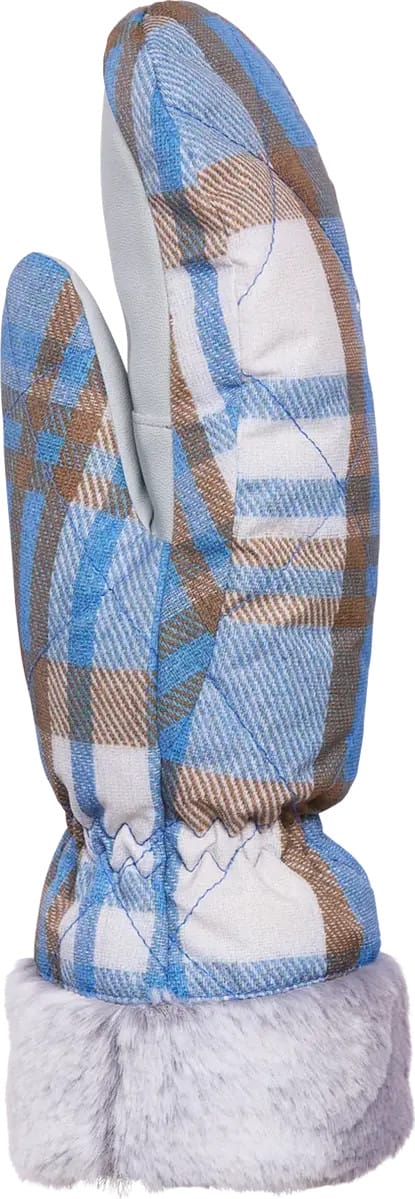 Kombi Women's Canadienne Mittens Silky Blue Tartan Kombi