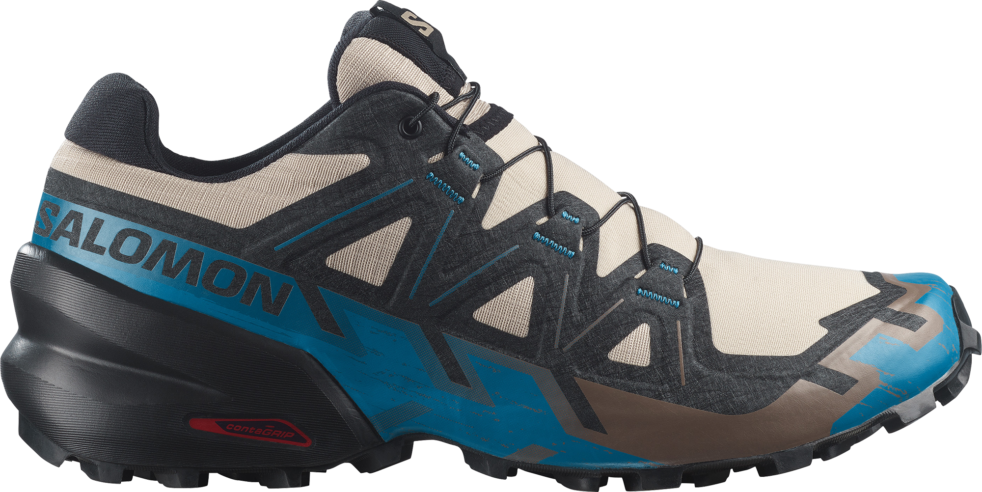 Salomon Men's Speedcross 6 Oxford Tan / Black / Mykonos Blue