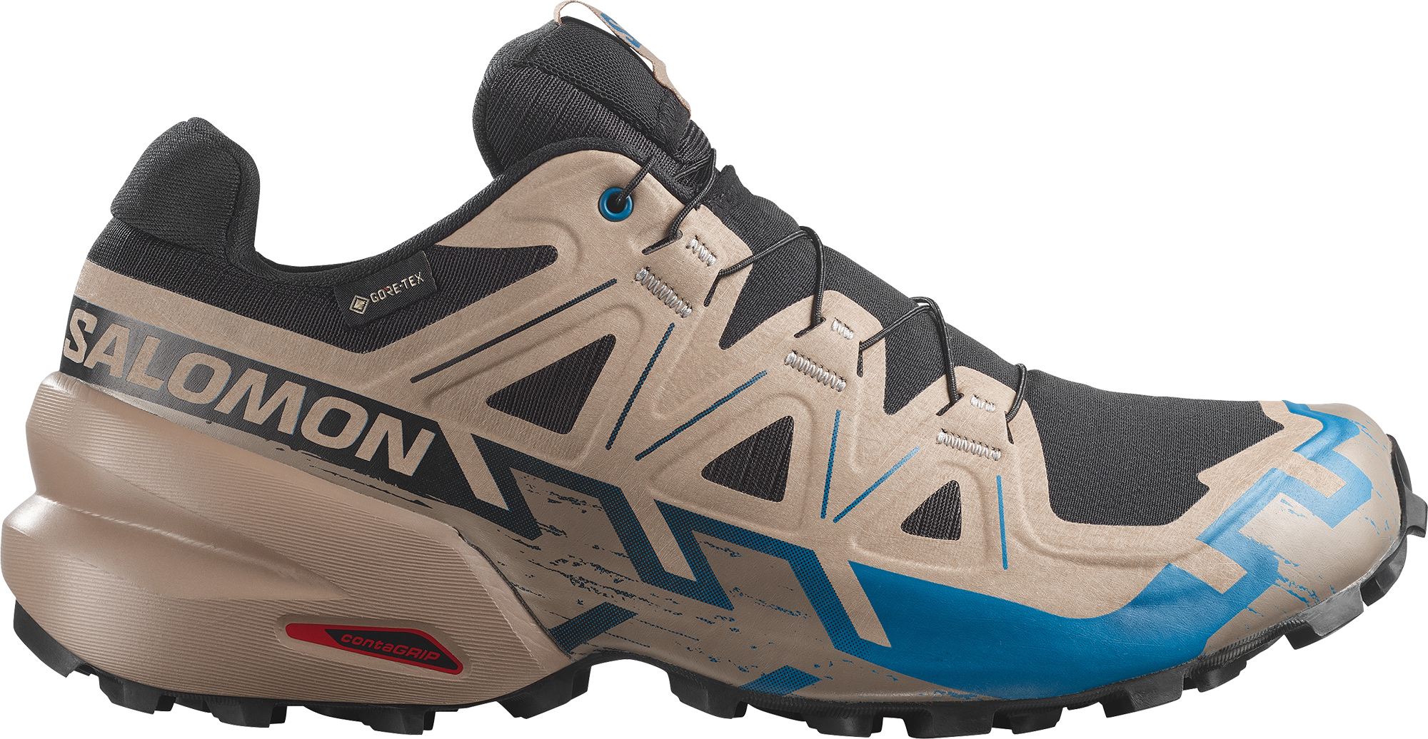 Salomon Men's Speedcross 6 GORE-TEX Black / Desert Tan / Mykonos Blue