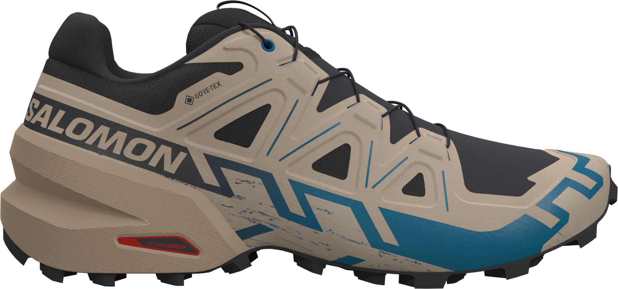Salomon Men's Speedcross 6 GORE-TEX Black / Desert Tan / Mykonos Blue