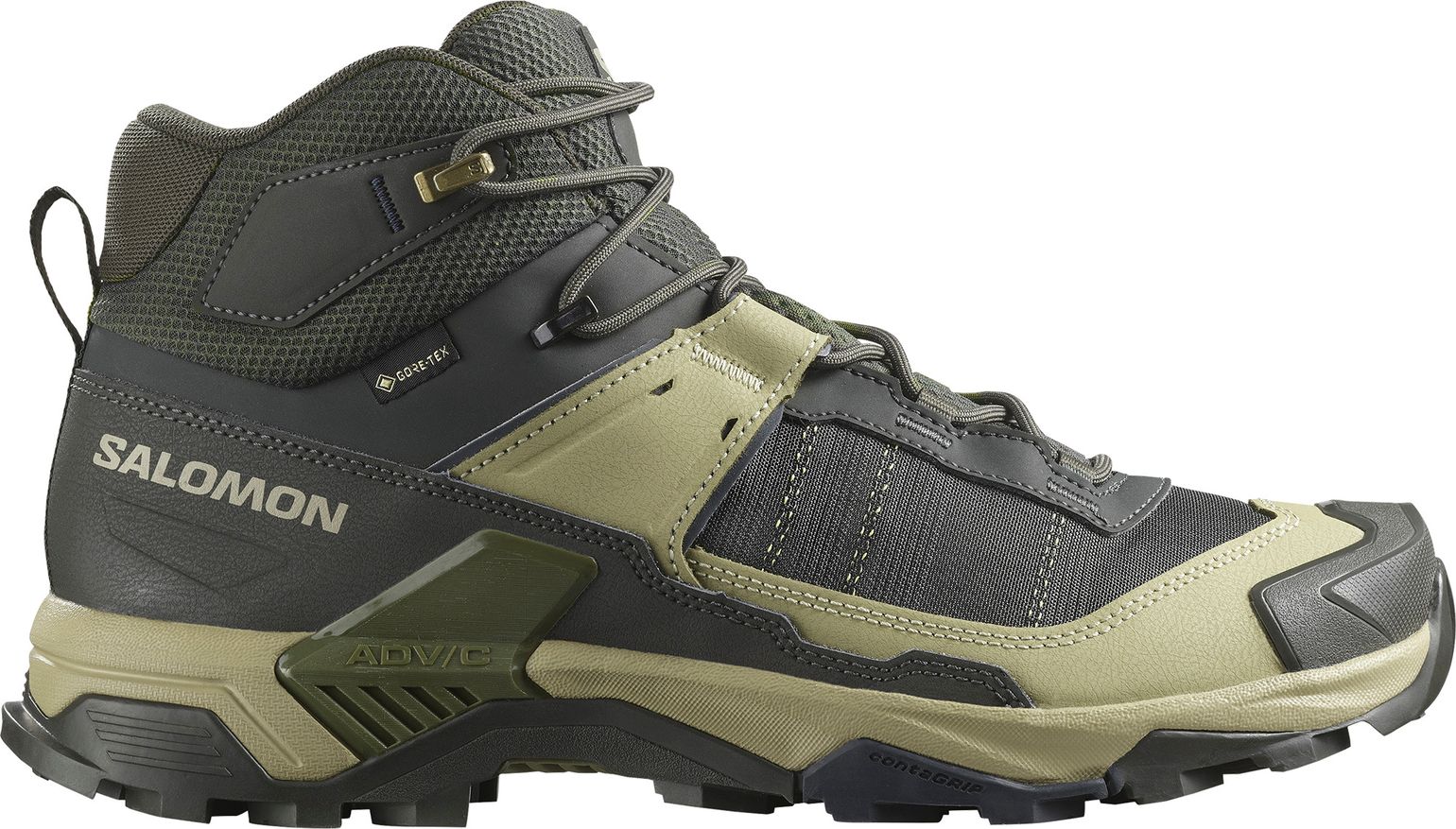 Salomon Men's X Ultra 5 Mid GORE-TEX Peat/gray Green/blue Nights