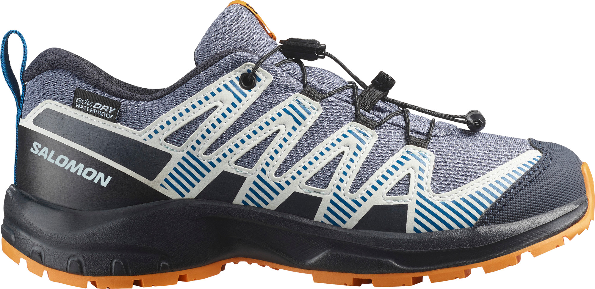 Salomon Kids' XA Pro V8 Waterproof Grisaille/Dark Blue/Turmeric Juoksukengät Grisaille / Dark Blue / Turmeric 31