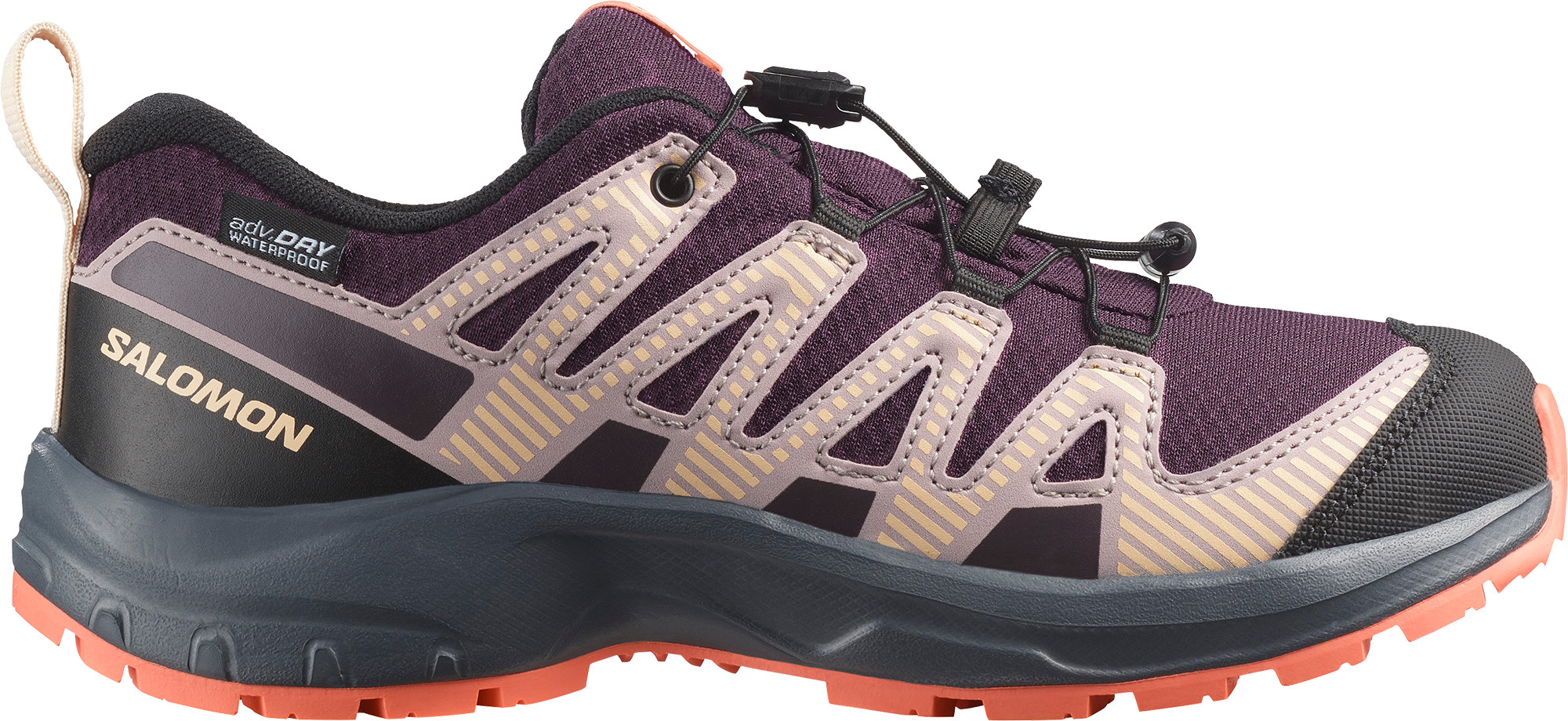 Salomon Kids' XA Pro V8 Waterproof Plum Kitten / Turbulence / Fusion Coral Løpesko 32