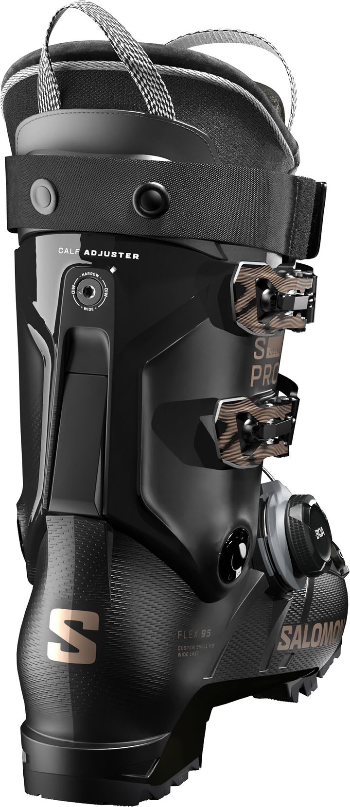 Salomon Women's S/Pro Delta BOA 95 GripWalk Black/Black/Pink Gold Metallic Salomon