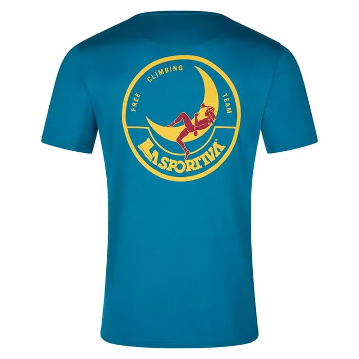 La Sportiva Men's Climbing On The Moon T-Shirt Turchese/Giallo La Sportiva