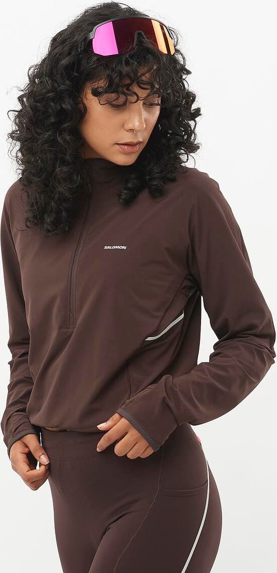 Salomon Sense Aero Hybrid Crop Pullover W Coffee Bean/ Salomon Salomon Sense Aero Hybrid Crop Pullover W Coffee Bean/ Salomon