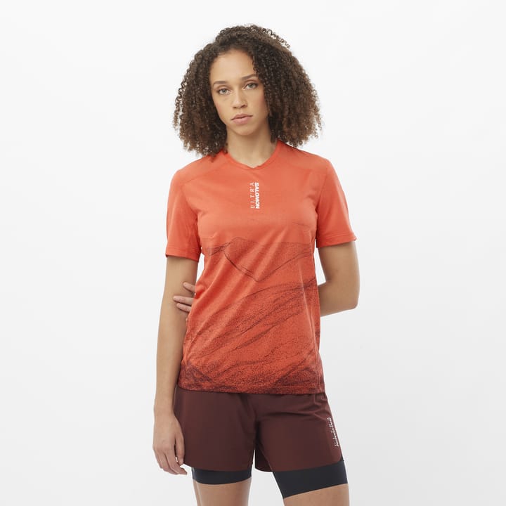 Salomon Women's S/LAB Ultra Tee Aop Burnt Sienna/decadent Chocolate/ Salomon Salomon Women's S/LAB Ultra Tee Aop Burnt Sienna/decadent Chocolate/ Salomon