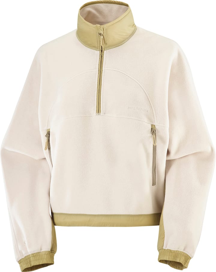 Salomon Women's Chroma Fleece Crop Half Zip Whisper White/Gray Green Salomon Salomon Women's Chroma Fleece Crop Half Zip Whisper White/Gray Green Salomon